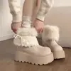 Botas de Nieve Retro Plus de Terciopelo con Suela Gruesa para Mujer 2026 Nuevo Estilo Invierno Cálidas para Aumentar Altura Botas de Piel Birkenstock Zapatos de Algodón