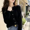 Fábrica de cárdigans de cuello redondo al por mayor, tops de primavera y otoño, manga larga para mujer talla grande, prendas de punto de estilo coreano nuevas