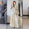 Saia de Chiffon Feminina Verão 2025 Primavera e Outono Nova Cintura Alta A- Line Saia Bolo Flutuante Grande Roda Saia Midi