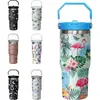 Taza de Agua Popular Transfronteriza de 30 oz con Forma de Flamenco y Asa de Acero Inoxidable de Doble Capa para Coche con Popote Tumblerregalo