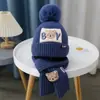 Conjunto de Dos Piezas de Invierno para Niños: Gorro y Bufanda de Terciopelo Grueso, Prueba de Frío, Protección para los Oídos, Gorro de Punto y Bufanda, Gorro de Lana de Dibujos Animados