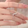 Collar Hoja Lilu para Mujer Diamante Lujo Ligero Diseño de Nicho Moda de Gama Alta Colgante de Flor Cadena para Clavícula Joyería
