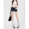 Shorts Vaqueros de Dobladillo Enrollado Estilo Retro Americano Chica Picante para Mujer Modelo Nuevo 2026, No Reveladores, Elásticos, Adelgazantes, Moldeadores de Glúteos Hot Pants