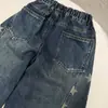 Pantalones largos de mezclilla de otoño transfronterizos para niños, pantalones de pierna ancha con estampado de estrellas, pantalones versátiles para niños pequeños, estilo moderno