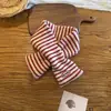 Cachecol infantil listrado para outono e inverno, aquecedor de pescoço listrado para meninas, protetor de pescoço quente de tricô de Ano Novo para bebês meninos