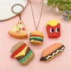 Expresión Artificial Creativa Papas Fritas Hamburguesa Juguete de Comida Colgante Hecho a Mano DIY Cadena para Teléfono Móvil Llavero Regalo para Evento