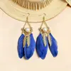 Pendientes de Plumas Bohemios Transfronterizos, Pendientes de Borlas Estilo Étnico Retro, Accesorios de Lujo de Alta Gama para Viajes y Vacaciones