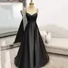 Vestido de noite transfronteiriço 2026 novo modelo, verde escuro tomara que caia decote V, simples cetim festa passarela moda vestido europeu e americano