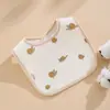 Babero de saliva para bebé en forma de U de gasa impermeable con dibujos de una sola flor, babero de bolsillo para arroz para niños, suministros de algodón para bebé recién nacido