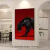 Pintura decorativa minimalista en blanco y negro de leopardo para sala de estar, sofá, pasillo, corredor y pasillo, arte con una estética de alta gama