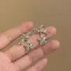 Pendientes de Borla de Metal y Perla Estilo Coreano de Lujo Ligero con Flores Afelpadas, Diamantes Brillantes, Felpa de Copo de Nieve, Pendientes Modernos y Versátiles