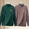 Tops de otoño e invierno con cuello semi-alto, forro polar de doble cara, capa interior ajustada de negocios, camiseta base cálida, camiseta de manga larga para hombre
