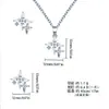 Aretes Collar Set Estrella de Cuatro Puntas Cobre Perla Brillante No se Desvanecen para Mujer Lujo Ligero Gama Alta Joyería al por Mayor Transfronteriza