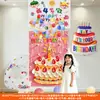 Cortina de lluvia de globos para cumpleaños de niño, decoración de escena con ambiente moderno, cascada de ceremonia de primer cumpleaños de niña, juego de cumpleaños