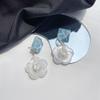 Aretes S925 de Aguja de Plata Verano 2021 Nuevos Lindos Retro Aretes de Flor Transparente Aretes Dulces Exagerados para Mujer