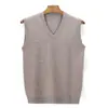 Chaleco de invierno 100% lana para hombre, suéter grueso de lana Merino australiana, suéter sin mangas para hombre