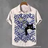 Camisa Estilo Chinês Transfronteiriça Amazon Jovem Pintura a Tinta Verão 2024 Nova Camisa Masculina de Manga Curta Respirável