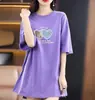 Camisetas de manga corta de marca para comercio exterior transfronterizo, elegantes y versátiles, corte holgado, adelgazantes, tops casuales de verano