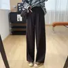 Pantalones casuales de pierna ancha, corte recto, holgados, estilizados y fluidos para mujer, hechos de Tencel, acetato y lana, con cintura elástica en la parte trasera, adecuados para otoño