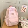 Mochila Unicolor Fashion para Viagem Estudante Aula Textura Mori Simples Casual Casal Mochila Escolar