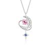 Prata S925 Livro dos Contos de Fadas Mesma Estilo Lua Estrela Colar Feminino Design Original Leve Luxo Corrente Clavícula Pingente Lua Estrela