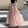 Falda de Algodón y Lino para Mujer, Nuevo Estilo Verano 2026, Popular Este Año, Adecuada para Figuras de Pera, Falda Plisada de Corte A de Cintura Alta que Cubre las Caderas