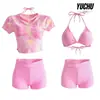 Nuevo traje de baño para mujer 2026, conjunto de tres piezas, estilo puro y seductor, adelgazante y disimulante, para mujeres con poco busto, ideal para vacaciones en la isla