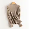 Suéter de Cashmere para Bebê Gola Alta Meia Estação Outono/Inverno 2025 Suéter Feminino 100% Cashmere Caimento Solto Emagrecedor Suéter de Tricô para Usar por Baixo