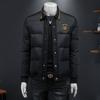 Casaco Estação Europeia Masculino Inverno Novo Jaqueta Lapela Tricotada Jaqueta Acolchoada Moda Tendência Marca Bordado Quente Jaqueta Acolchoada