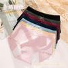[55.00 kg-75.00 kg] Calzones fisiológicos menstruales ropa interior de algodón para mujer borde de encaje lazo calzones de algodón para damas
