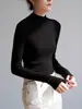 Tejido sin costuras SS STUDIO, elegante y con estilo, suéter de lana para mujer de cuello semi-alto, perfecto para usar en capas en otoño