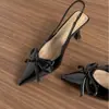 Hermosos Zapatos de Tacón Alto con Lazo Estilo Noche para Mujer, Nuevo Modelo Verano 2026, Punta Fina, Tacón Delgado, Corte Bajo, Sandalias Cerradas Estilo Hada