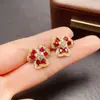 Brincos de Rubi Natural Transfronteiriços para Mulheres, Acessórios de Nicho de Luxo, Joias de Prata 925, Moda 3*4, Vendas Diretas da Fábrica