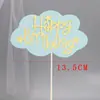 Nueva tarjeta de pastel de cumpleaños de nubes doradas rosa azul negro blanco decoración de mesa de postres fiesta de cumpleaños