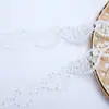 Cinta de Encaje de Lentejuelas Blanco Bordado Calado Borde de Falda de Vestido de Boda Accesorios Decorativos de Encaje Decoración de Tela para el Hogar