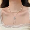 Collar de cristal de circón ultra brillante estilo coreano, nube, gota de agua, perla, cadena para la clavícula de estilo dulce de lujo ligero, gargantilla de moda versátil