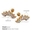 Novedad Caliente Pendientes de Cristal Incrustado de Nicho Versátiles de Lujo Ligero de Acero Inoxidable Chapados en Oro para Mujer
