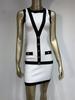 Saia bandage quente Amazon AliExpress 2025 novo europeu e americano elegante preto e branco high street OL vestido