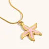 Moda Transfronteriza Europea y Americana Elegante Collar de Lujo Ligero Acero Inoxidable Chapado en Oro de 18 Quilates Colgante de Gota de Aceite Estrella de Mar Collar Dopamina