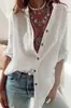 Nuevos Tops de Algodón de Color Puro con Mangas de Tirar, Cuello en V Suelto y Mangas Largas para Mujer, Otoño 2025, Estilo Europeo y Americano