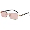 2024 venta al por mayor nueva caja de gafas de sol sin montura de metal moda para mujer trendy AliExpress gafas de venta caliente al por mayor