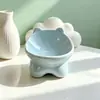Cuenco de cerámica para gato con orejas de gato, cuenco de comida para mascotas para gatos y perros, cuenco inclinado para mascotas, cuenco lindo para perro, cuenco de agua y comida alto para proteger el cuello, cuenco para mascotas