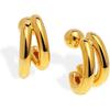 Pendientes de doble capa con forma de C, sencillos, chapados en cobre y oro auténtico, de estilo transfronterizo europeo y americano. Pendientes geométricos de doble capa para mujer.