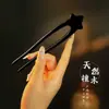 U-shaped double-hairpin dish hair ball head peach wood green sandalwood rosewood double-hairpin lettering to send girlfriend a generation of hair