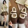 Sapatos femininos estilo Birkenstock, de boca rasa, com velcro e forro de fleece retrô, botas de neve quentes estilo coreano batata pequena, inverno 2026