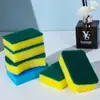 Esponja de Doble Cara Cuidadosamente Seleccionada para Uso Doméstico, No Grasosa, Para Fregar Ollas, Bloque Esponja para Lavar Platos, Potente Descontaminación, Estropajo de Limpieza Espesado