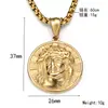 Comercio exterior transfronterizo joyería estilo retro europeo y americano cabeza redonda moneda titanio acero colgante personalidad moderno colgante de moneda redonda