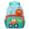 Mochila para Niños Excavadora de Vehículo de Construcción Dibujos Animados Linda Mochila de Jardín de Infancia para Bebé con Bolsita Portamonedas Mochila de Doble Hombro