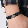 Pulsera negra de cuero tejida a mano simple pulsera de aleación para fanáticos del béisbol nueva cuerda de mano transfronteriza Europa y Estados Unidos joyería