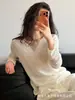 ¡Estilo clásico de dinero viejo! Suéter de punto hueco para mujer, primavera y otoño, hecho de Tencel y lino, con un diseño único, top tipo caftán protector del sol